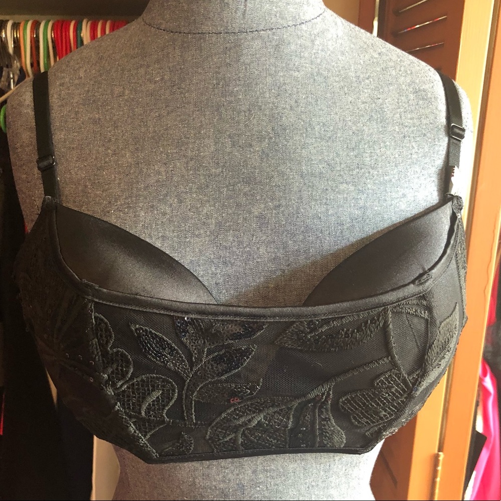 Victoria’s Secret Black Sequin Overlay Bra